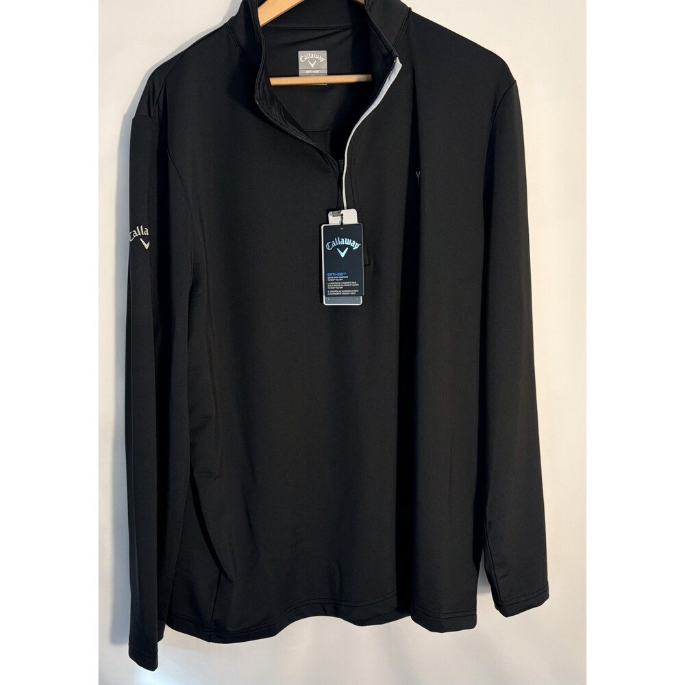Callaway Men’s XL Quarter Zip Golf Pullover Black Opti-Dri Performance NWT